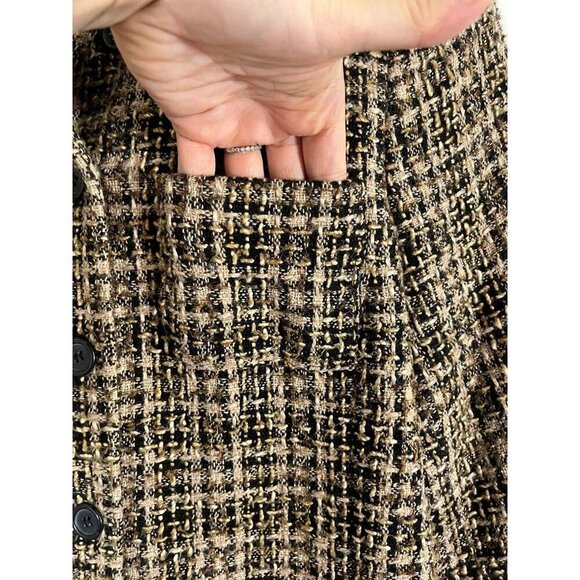 Wool Retro Tweed Jacket 14 Tan Old Money Preppy Classic Chic Work Wear Neutral - Picture 9 of 15